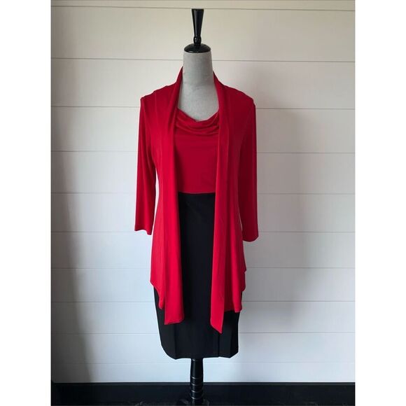 Connected Apparel Womens Faux-Jacket Dress Red And Black Size 6 - Picture 1 of 9